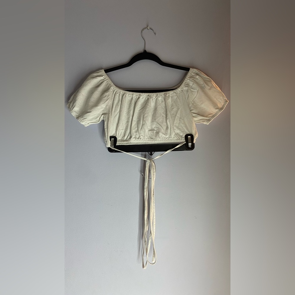 White cross body crop top